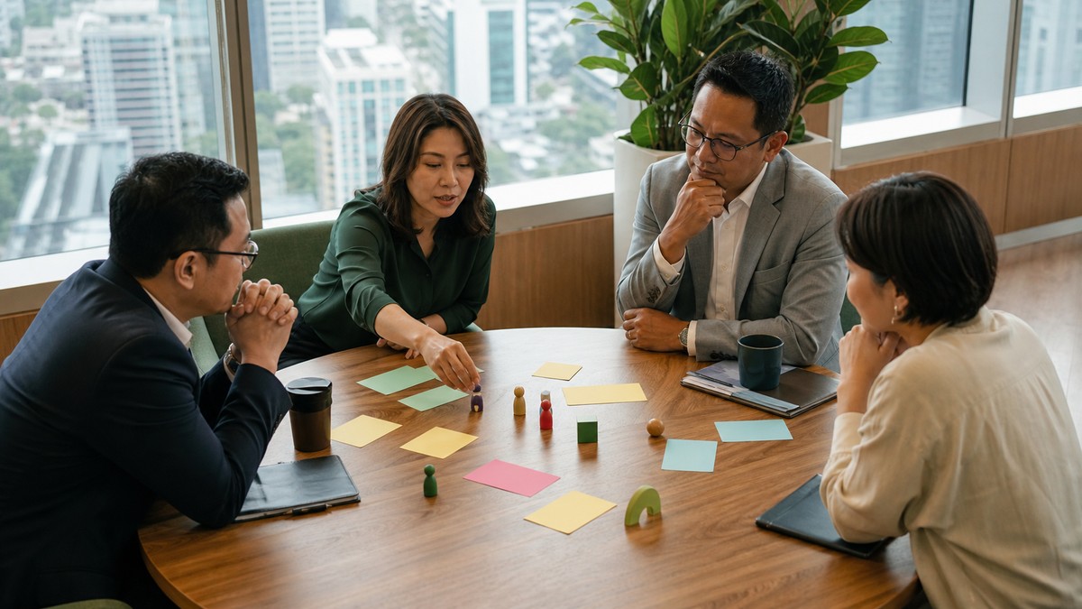 Southeast Asian executives in an artificial-intelligence governance workshop.