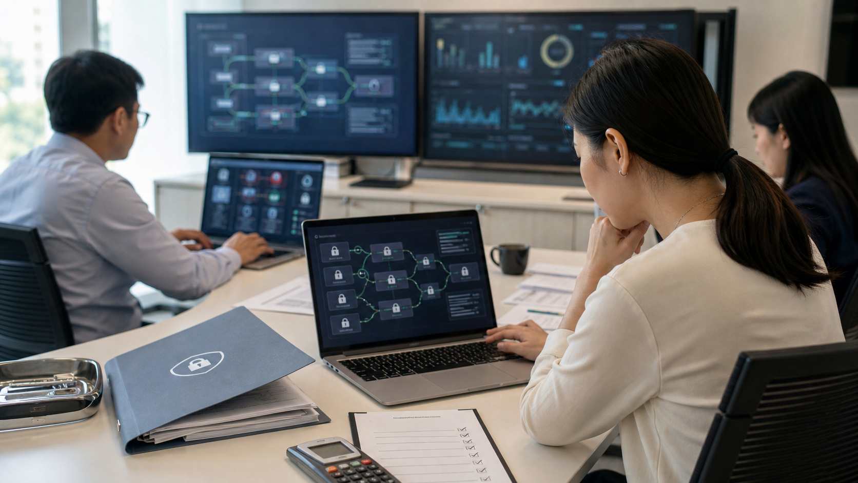Privacy-preserving data collaboration review with secure analytics dashboards and policy materials.